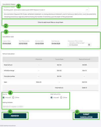 The NFIP Policy Cancellation page
